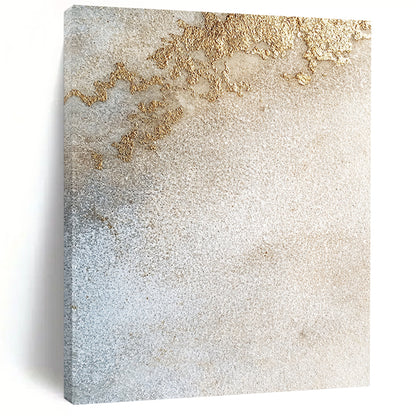 Beige, Gold, Textured Patches "Gilded Sandstone Textures" Abstract Minimalist Painting On Canvas HB172
