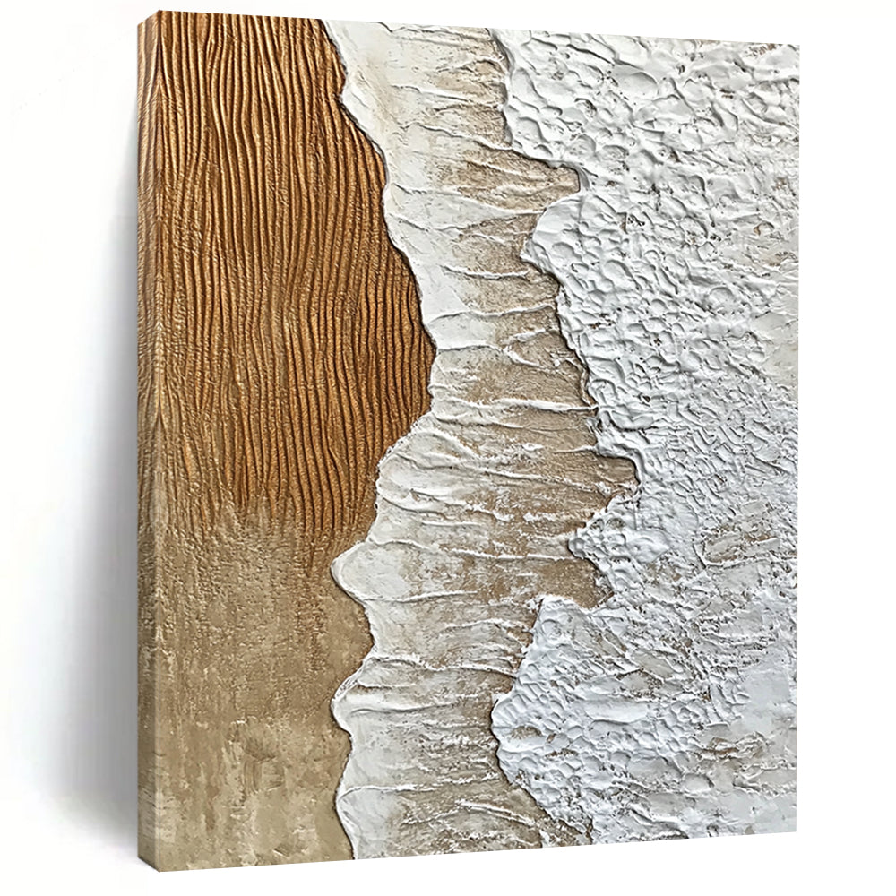 Contemporary abstract art features textured sand and crashing waves, creating intricate patterns that embody the beauty and power of nature. DLZ1207