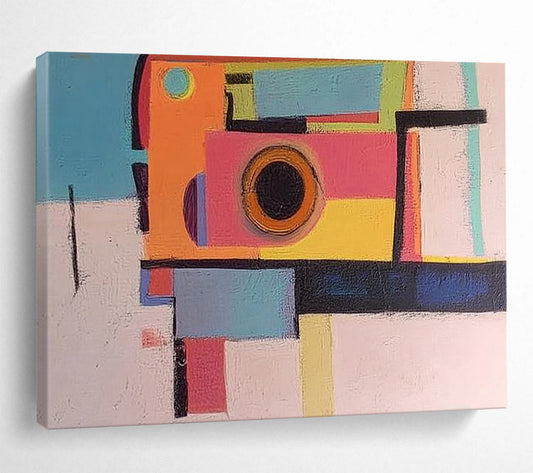 Colorful Geometric Abstract "Playful Prism" Painting On Canvas HB0411