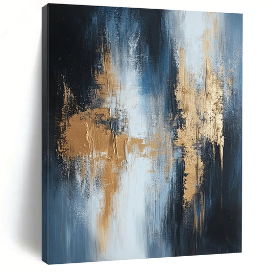 Contemporary hand-painted abstract artwork showcasing textured layers in shades of white black grey beige silver and gold. DLZ0330