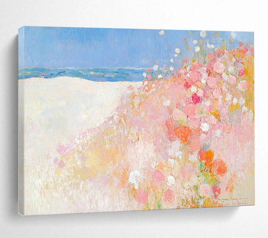 “Seaside Flower Dunes” - Soft pastels, beach blooms, Impressionist Landscape Painting On Canvas HB0573