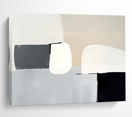 “Monochrome Minimalism” - Gray, White, Black, Abstract Forms - Minimalist Acrylic Painting HB1511