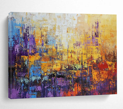 “Colorful Abstract City” - Purple, Orange, Blue, Abstract Cityscape HB1131