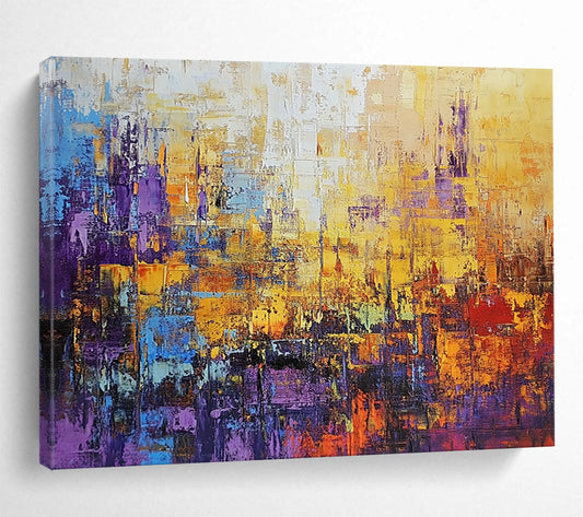 “Colorful Abstract City” - Purple, Orange, Blue, Abstract Cityscape HB1131