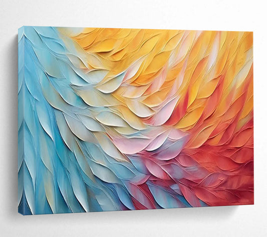 Colorful Feather - Textured Abstract - Modern Living Room Art DLZ201