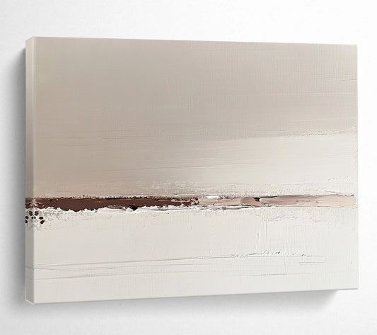 “Subtle Earth - Tone Divide” - Soft beige, brown, white, Minimalist Abstract Painting On Canvas HB0610