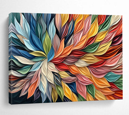 “Colorful Petal Burst” - Rainbow - hued petals, swirling colors, Abstract Floral Painting On Canvas HB0585