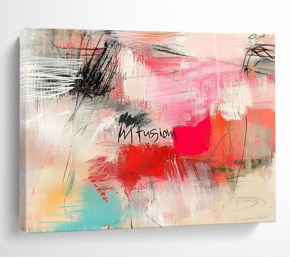 Colorful Abstract 'Mfusion' - Mixed - Media Expressive Painting On Canvas HB0472