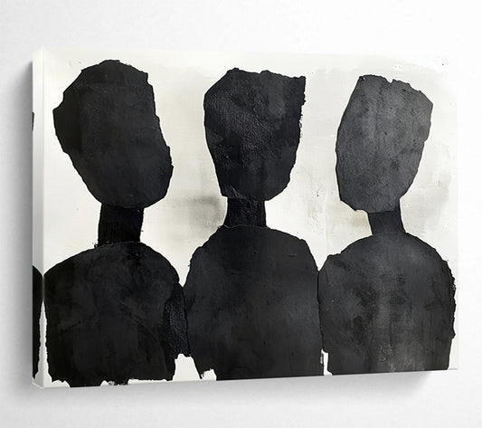 “Silhouette Trio” - Blacks, Whites, Minimalist Silhouette Figures - Collage Art HB1759