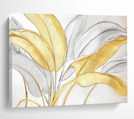 “Gold - Silver Leaf Patterns” - Metallic Botanical Painting HB0530