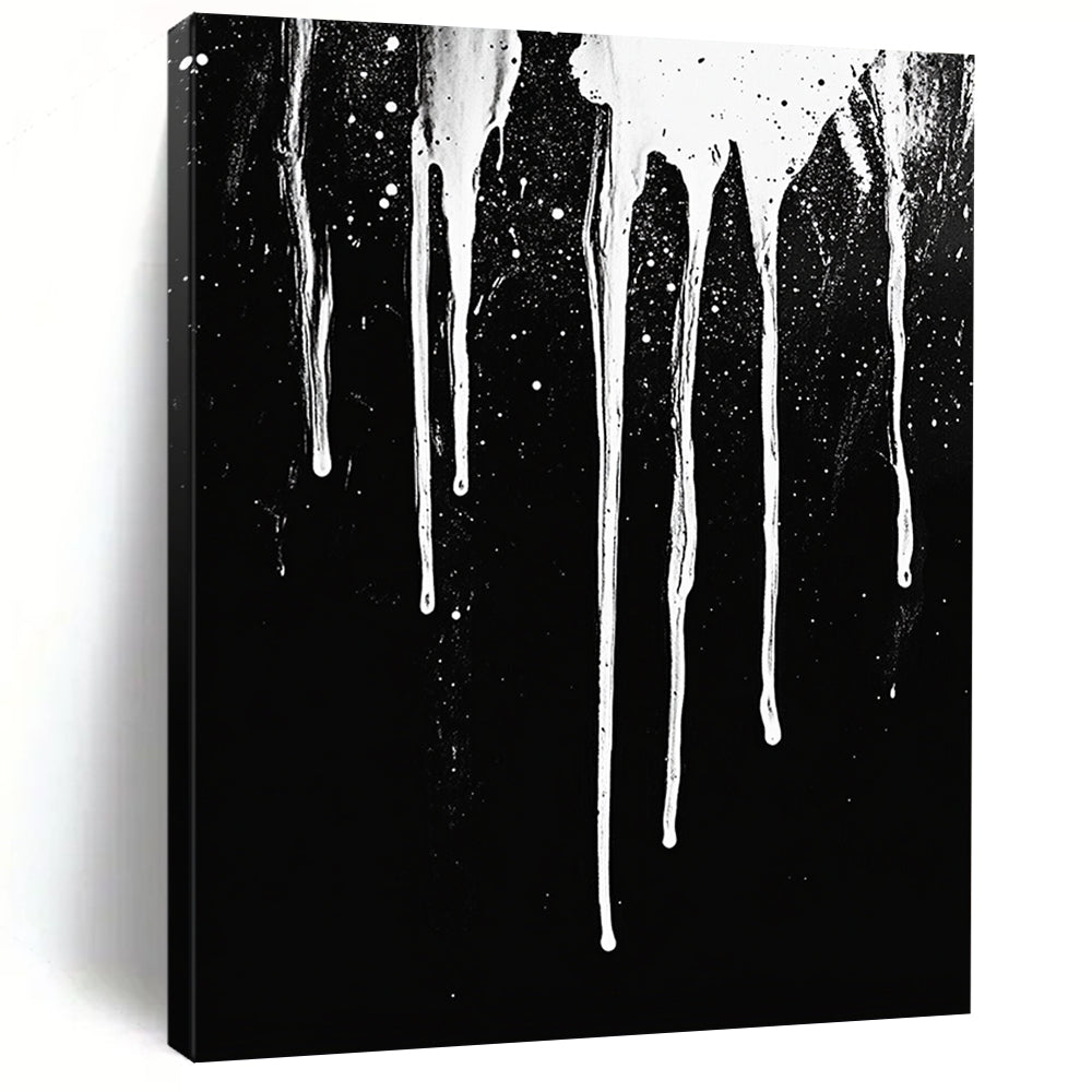 White Dripping Paint with Spots "Starry Drip" Painting On Canvas HB307