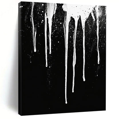 White Dripping Paint with Spots "Starry Drip" Painting On Canvas HB307