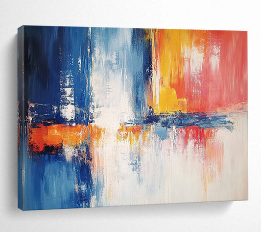 “Minimalist Abstract with Red Accent” - Beige, gray, white, red; Minimalist abstract with a red focal point; Acrylic Painting On Canvas HB1282