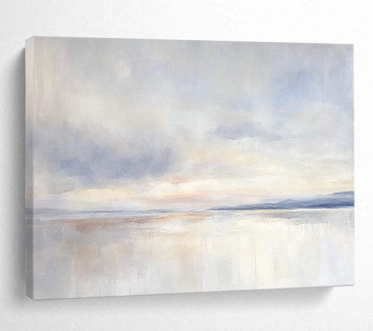 “Pastel Sky Reflection” - Blue, Pink, White, Gentle Skies and Water Painting On Canvas HB0935