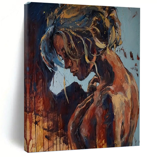 Large Vertical Custom Abstract Hand - Painted Canvas for Bar and Entryway DKH1651