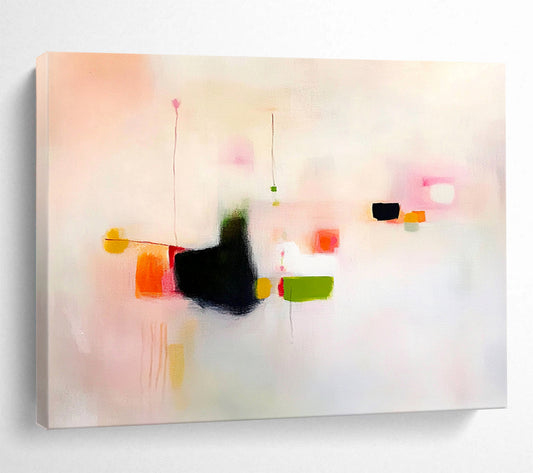 “Pastel Play” - Pink, Orange, Green, Delicate Shapes - Post - Impressionist - Inspired Acrylic Painting HB1542
