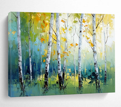 Birch Trees in Autumn Colors - Abstract Landscape Painting On Canvas HB0451