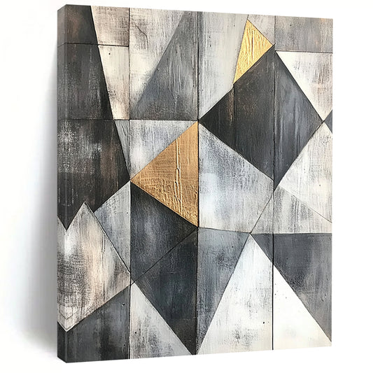 Black, White, Gold, Dynamic Cross "Gilded Crossroads" Abstract Expressionist Painting On Canvas HB119