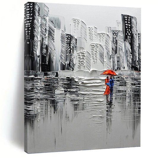 Extended - Height Vertical Hand - Painted Textured Custom Abstract Elegy for Bedroom and Hotel DKH1600