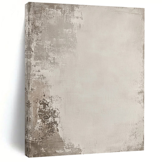 Contemporary hand-painted abstract art features a distressed texture in neutral tones with hidden sketch-like designs inviting exploration and intrigue. DLZ1170