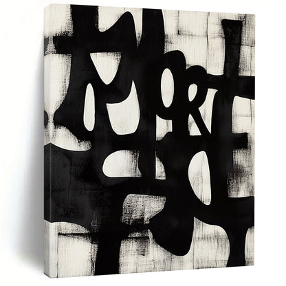 Large contemporary abstract art features bold brush strokes of "MORE" in dynamic Chinese calligraphy style set against a unique geometric background. DLZ1145