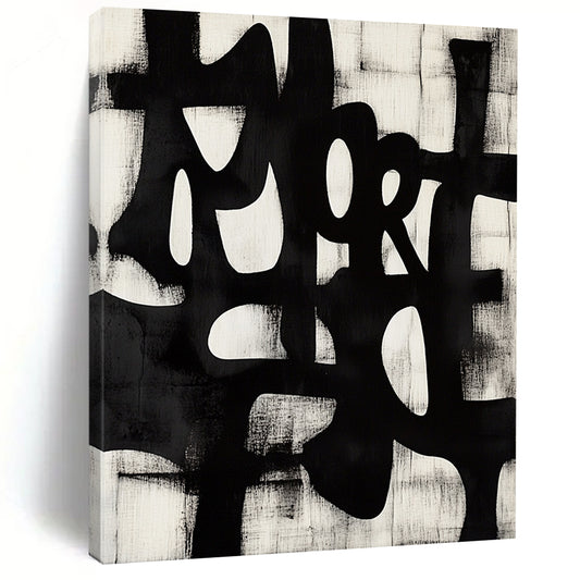 Large contemporary abstract art features bold brush strokes of "MORE" in dynamic Chinese calligraphy style set against a unique geometric background. DLZ1145
