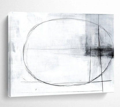 “Minimalist Lines” - Black, White with Simple Geometric Lines - Abstract Charcoal Drawing HB1344