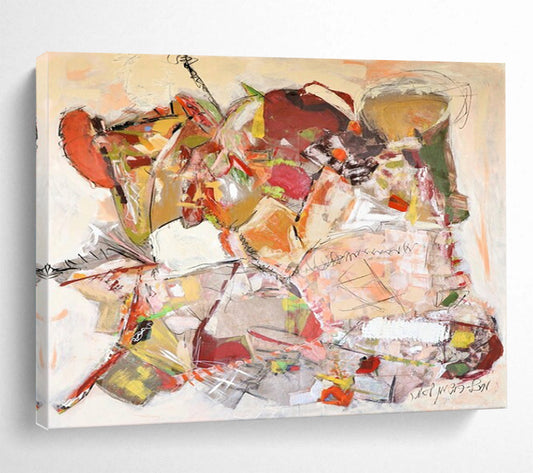 Warm - Toned Abstract Collage - Cozy Living Room Art DLZ241