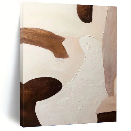 Designer - Crafted Sophistication: Hand - Painted Textured Canvas Abstract for Bedroom & Dining Room DKH1164