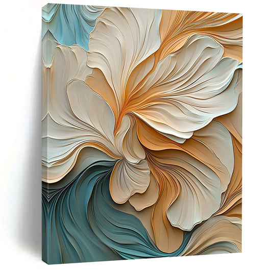 Contemporary abstract artwork featuring elegant warm colors with detailed leaves soft edges and flowing lines in ultra-high definition. DLZ0385