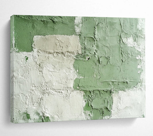 “Green and White Textured Abstract Wall” - Green, White, Textured Abstract Layers - Mixed Media Art HB1642