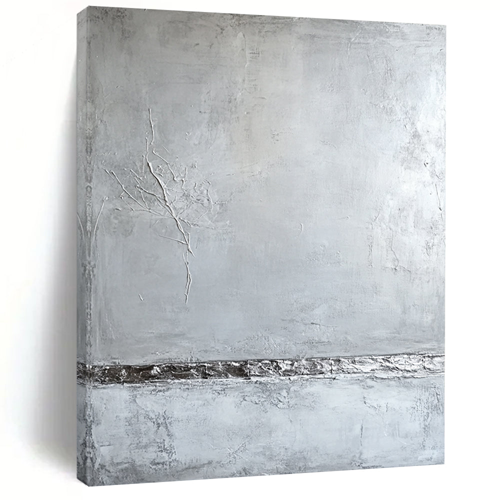 Contemporary abstract artwork featuring a textured grey plaster wall in soothing neutral tones inspired by Aron Demisier's minimalist style. DLZ0601