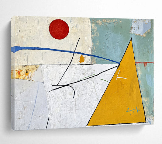 “Geometric Play” - Red, Blue, Yellow, Abstract Shapes - Cubist - Inspired Acrylic Painting HB1527