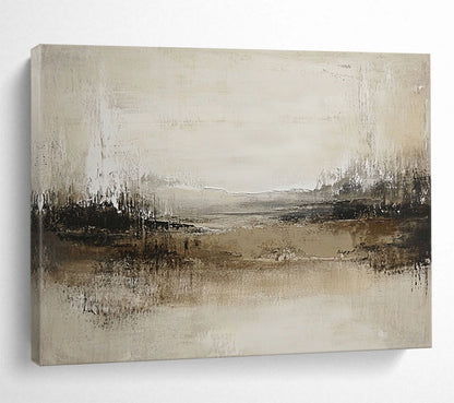 “Neutral Tones Abstract Field” - Beige, Brown, Textured Horizons, Abstract Landscape Painting On Canvas HB0903