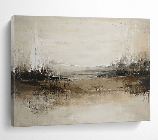 “Neutral Tones Abstract Field” - Beige, Brown, Textured Horizons, Abstract Landscape Painting On Canvas HB0903