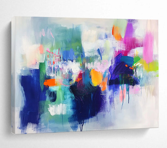 “Rainbow Abstraction” - Blue, Green, Purple, Vivid Strokes - Abstract Expressionist Acrylic Painting HB1544
