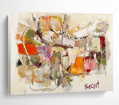 “Abstract Secret” - Multicolor, Mixed Shapes, “Secret” - Expressive Acrylic Painting HB1513