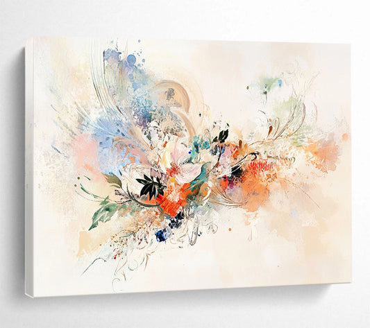 “Watercolor Floral Burst” - Multicolor, Floral Abstract, Delicate Details - Abstract Watercolor - Style Acrylic Painting HB1555