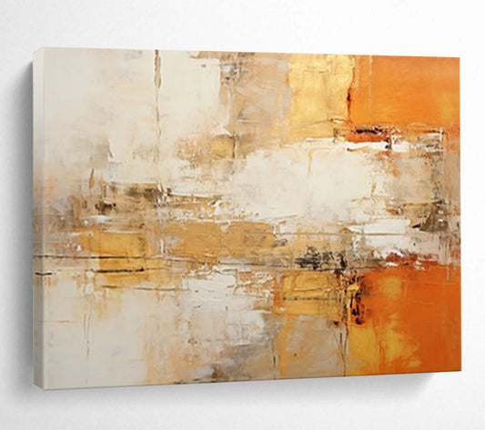 Warm Brown - Gold Abstract Painting - Creator of Cozy Atmosphere in Bedroom DLZ096