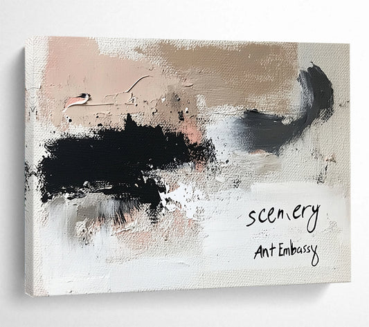 “Minimalist Textured Abstract” - Black, Beige, White with Subtle Textures - Painting On Canvas HB1381