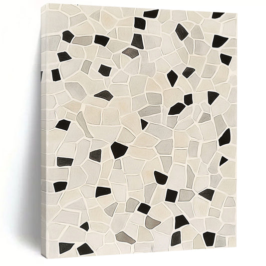 Beige, Gray & Black Mosaic - “Neutral Patchwork Harmony” Painting On Canvas HB203