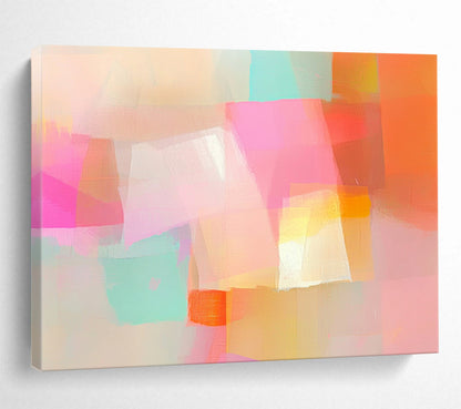 “Soft Pastel Geometric Shapes” - Pastel Colors, Geometric Forms Painting On Canvas HB0866