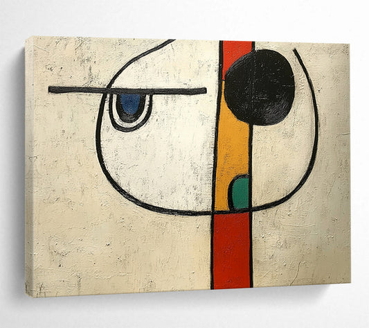 “Whimsical Abstract Face” - Black, White, Blue, Red, Yellow, Green - Playful Abstract Portrait - Acrylic Painting HB1313