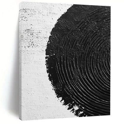 Contemporary abstract painting featuring textured circles and serene ripples, creating a calming visual experience on a pure white backdrop. DLZ1550