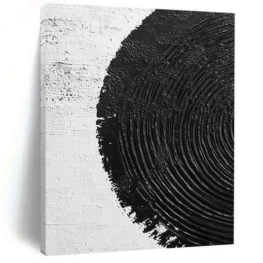 Contemporary abstract painting featuring textured circles and serene ripples, creating a calming visual experience on a pure white backdrop. DLZ1550