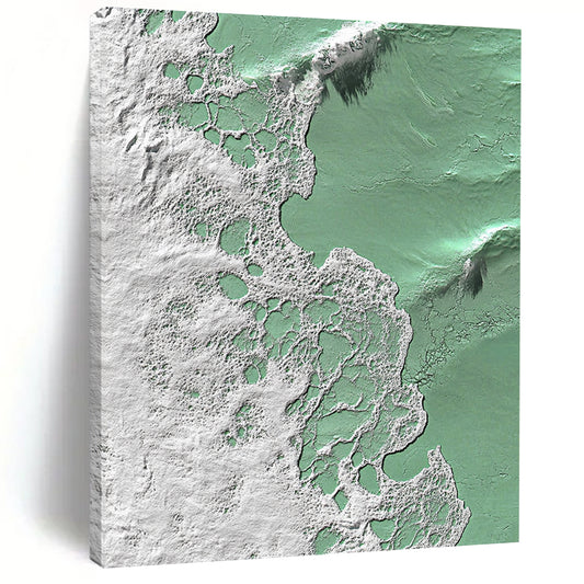 Contemporary abstract artwork inspired by vibrant waves in green and white featuring intricate textures that evoke the essence of coastal life. DLZ1228