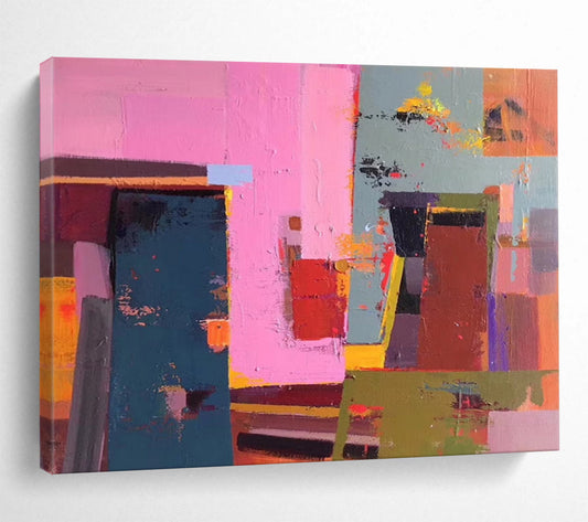 Pink - Blue - Green Color Block Abstract - Vibrant Bedroom Accent DLZ003