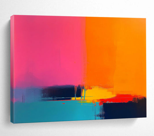 “Vibrant Color Field” - Pink, Orange, Blue, Yellow, Purple, Color Blocks - Painting On Canvas HB1437