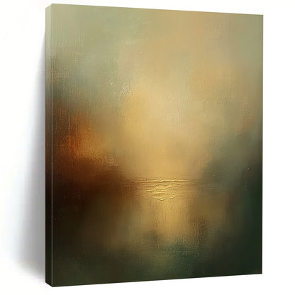 Contemporary abstract painting featuring a misty sky and tranquil water with muted colors creating an atmospheric ambiance. DLZ0474