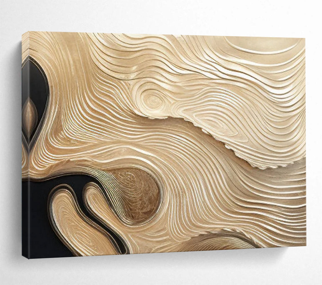 Gold Wave Relief Art - Luxury Living Room Centerpiece DLZ101